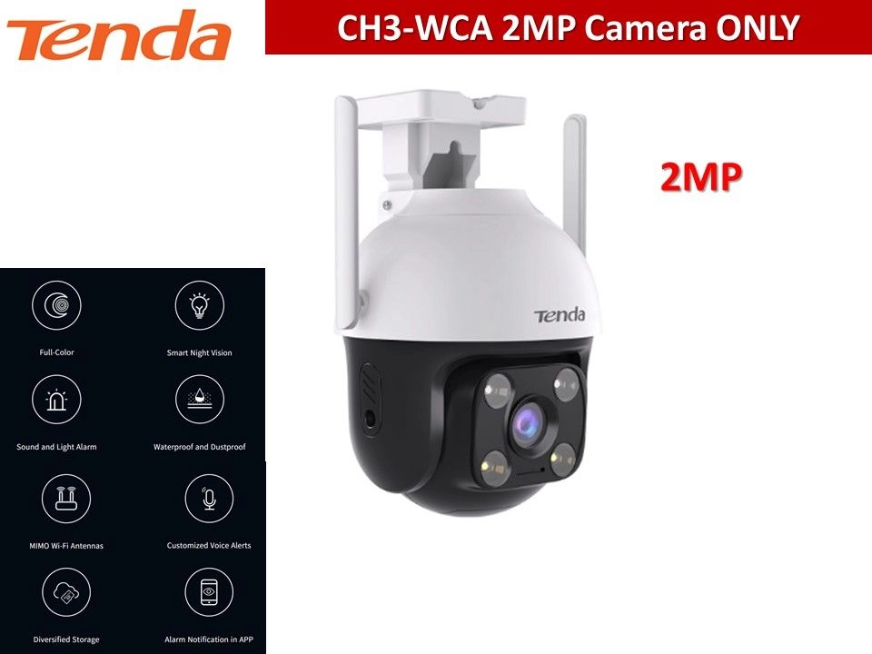 Tenda CH3-WCA Smart Full-Color Night Vision Wireless 1080P (2MP) Outdoor Wi-Fi Pan/Tilt Camera