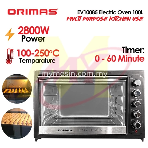 Orimas EV10085 Electric Oven 100L 2800W Timer Function Multi Purpose Cake Oven Chicken Oven 