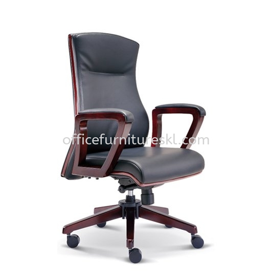 BRAVO DIRECTOR MEDIUM BACK LEATHER OFFICE CHAIR WITH WOODEN TRIMMING LINE