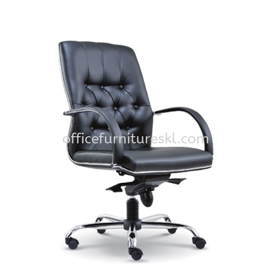 MORE DIRECTOR MEDIUM BACK LEATHER OFFICE CHAIR WITH CHROME TRIMMING LINE-director office chair damansara heights | director office chair changkat semantan | director office chair ampang point