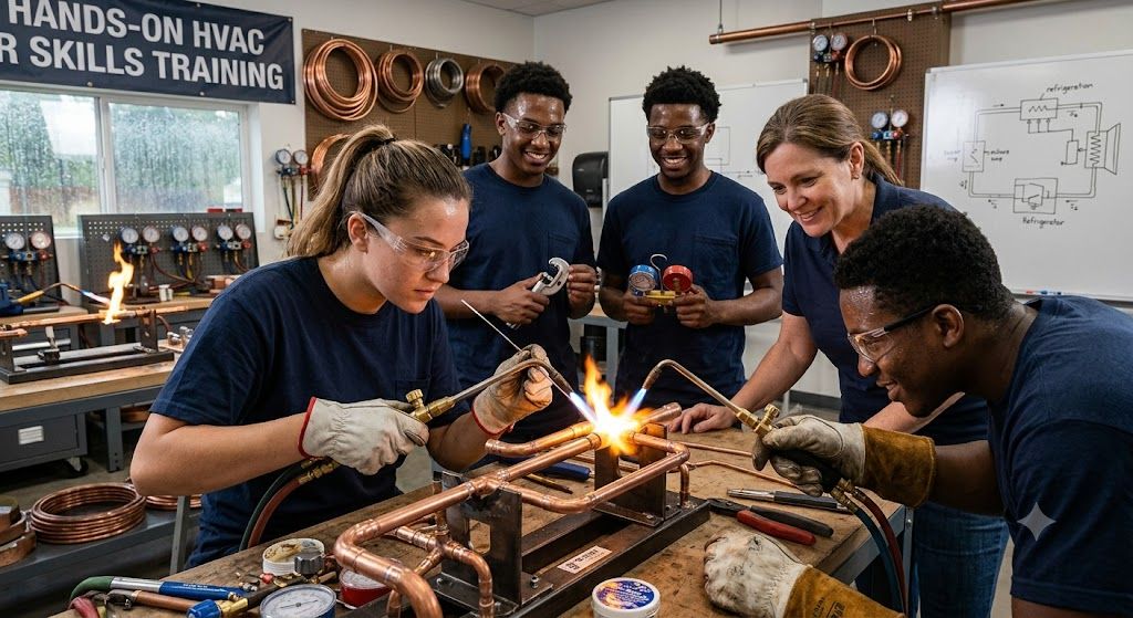 HVAC brazing copper tubing skills training