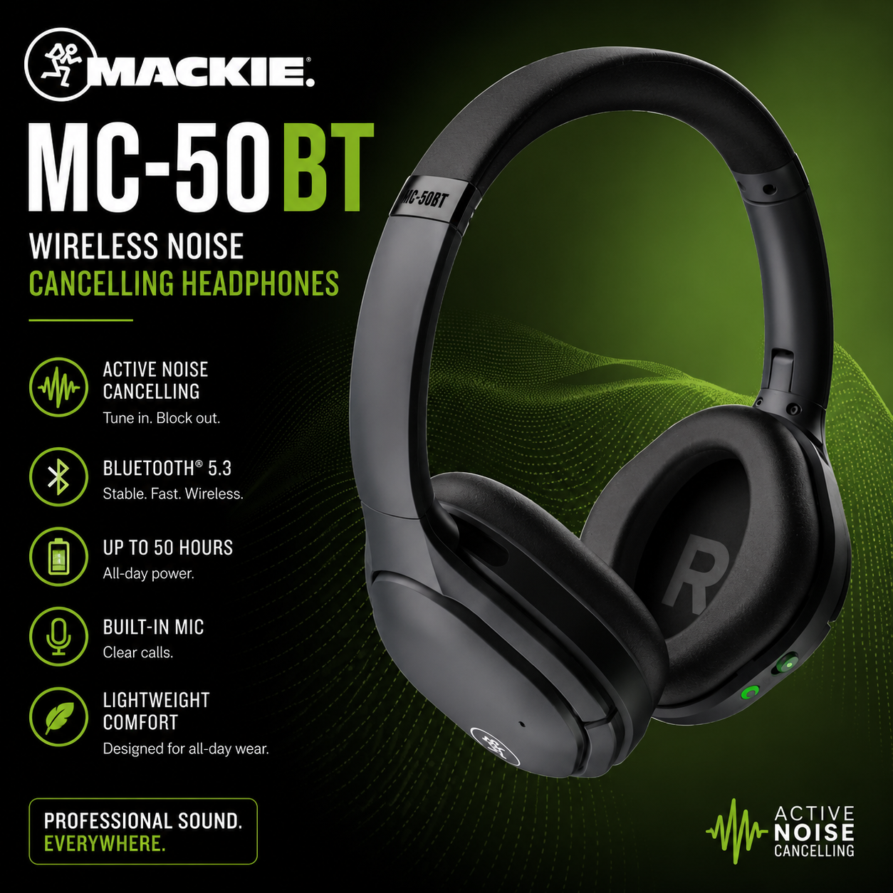 Mackie MC-50BT Wireless Noise Cancelling Headphones