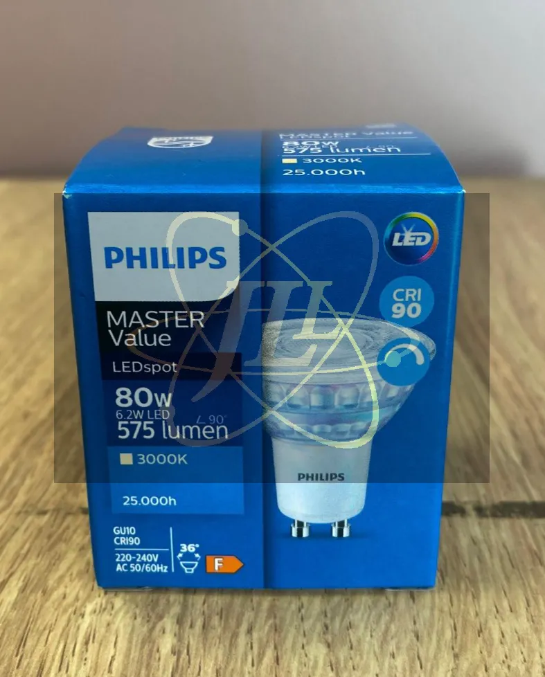 PHILIPS MASTER 6.2W GU10 36D 850CD 220-240V CRI90 575LM DIMMABLE LED ...