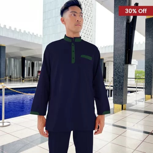 Baju Melayu Kurta Nagoya Sepasang (CK) Navy