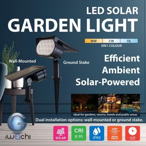 IWACHI LED Solar Garden Light 10W 3in1 Color (3501)