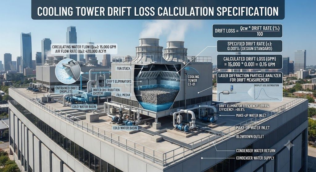Cooling tower drift loss calculation specification