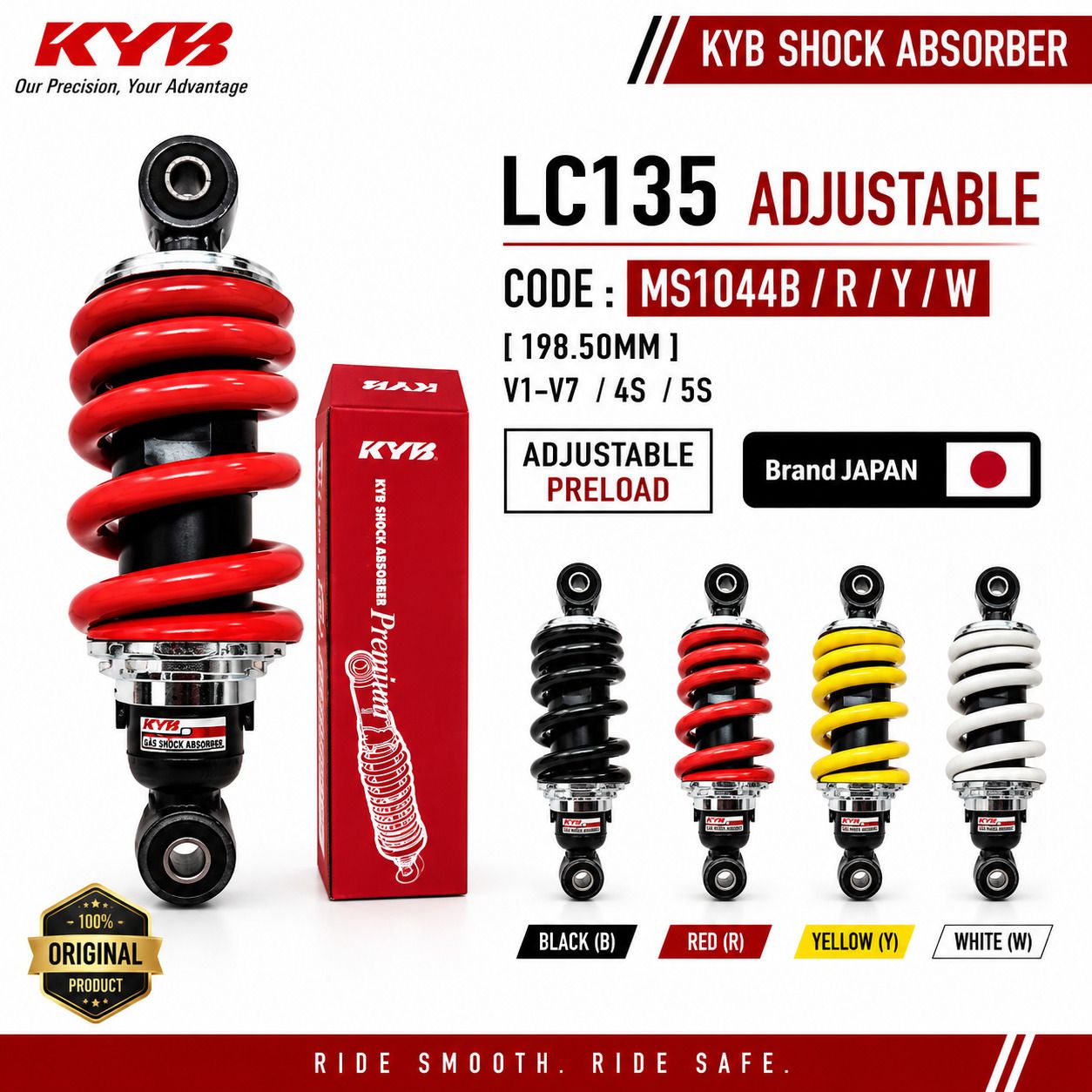 KAYABA LC135 V1-V8  5YP 55D 55C BDK (ADJUSTABLE) REAR ABSORBER  (MS1044B/Y/W/R)