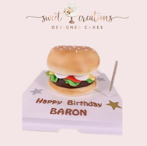 6" | Realistic Food | Hamburger | For Him | Fondant cake