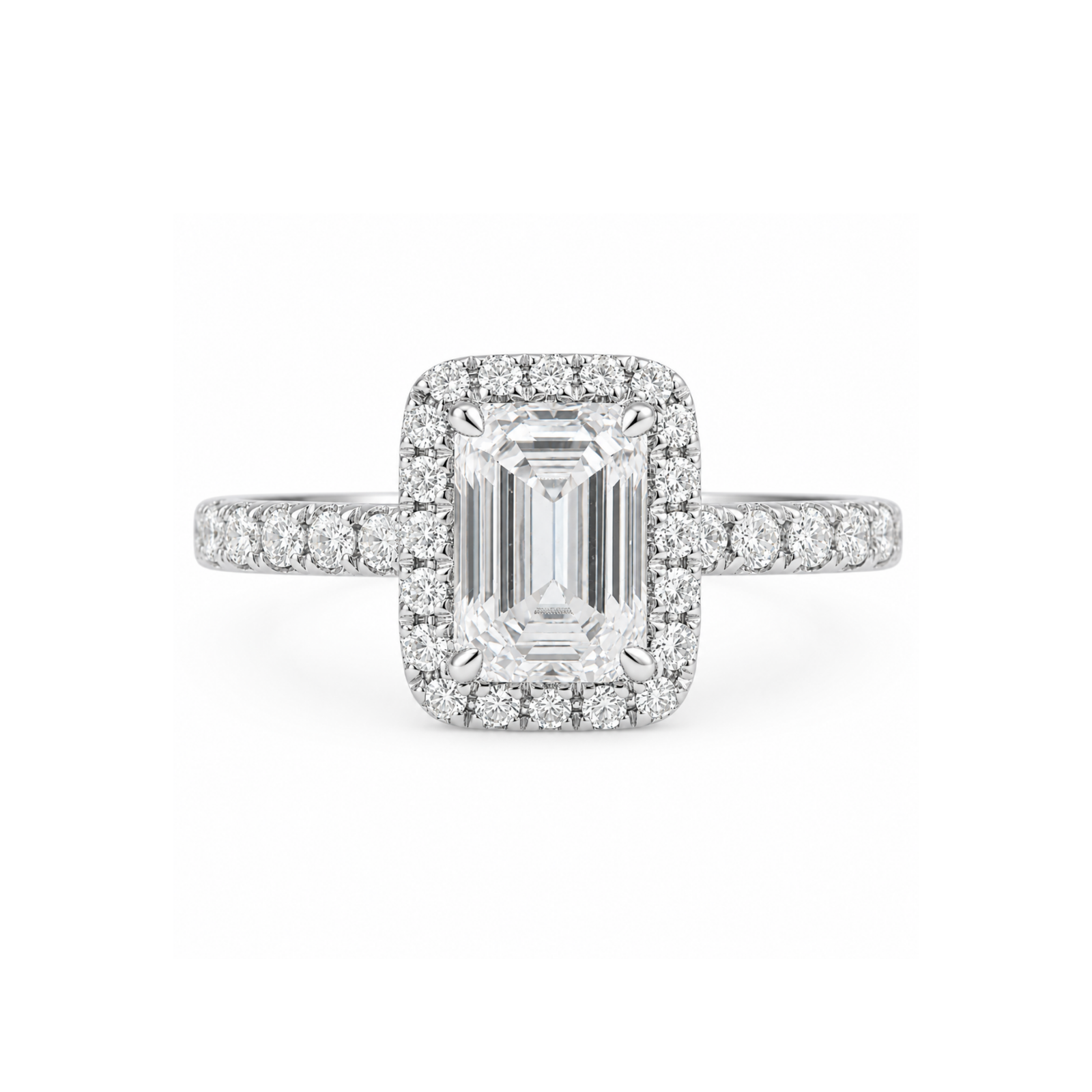 Roman & Co Xavelle Emerald Halo Diamond Engagement Ring