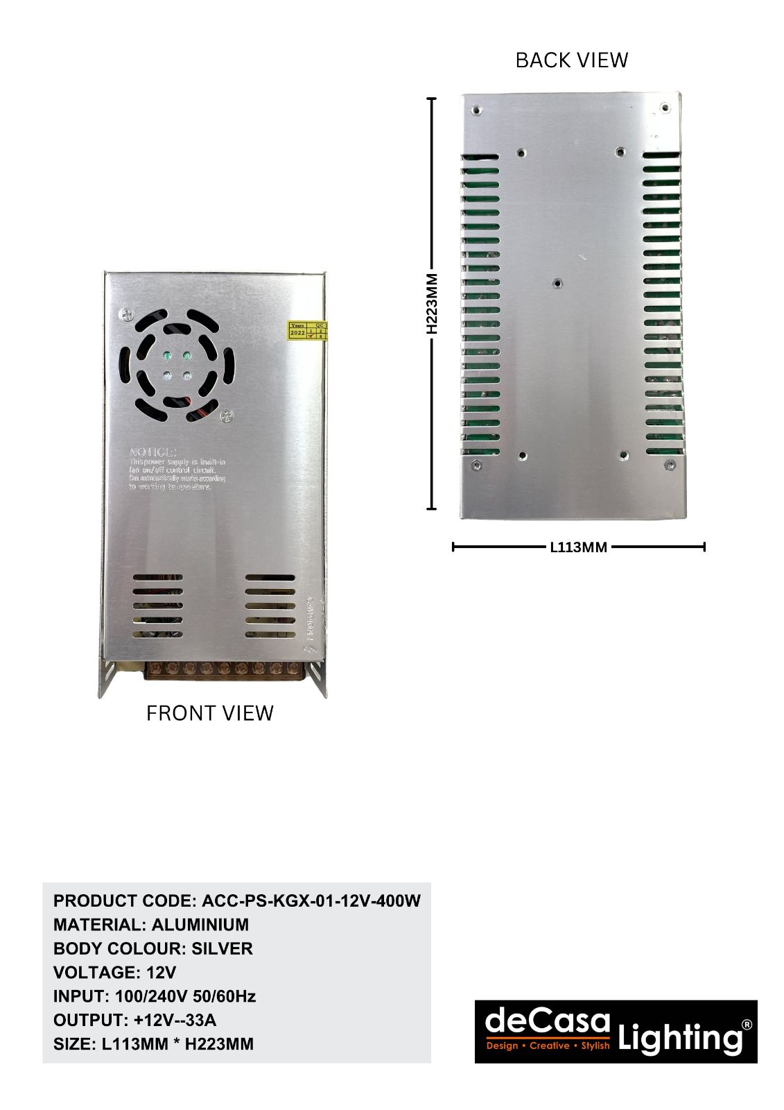 LED POWER SUPPLY -12V(ACC-PS-KGX-01-12V-400W)
