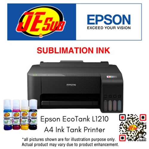 Epson L1210 Printer with Premium Sublimation Ink - A4 Dye Sublimation Textile Printer -Free A4 sublimation Paper