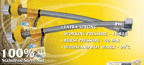 SLINE Stainless Steel Netting Flexible Hose (8 Inches - 48 Inches)  - 00820A/ 00820B/ 00820C/ 00820D/ 00820E/ 00820H/ 00820I/ 00820J