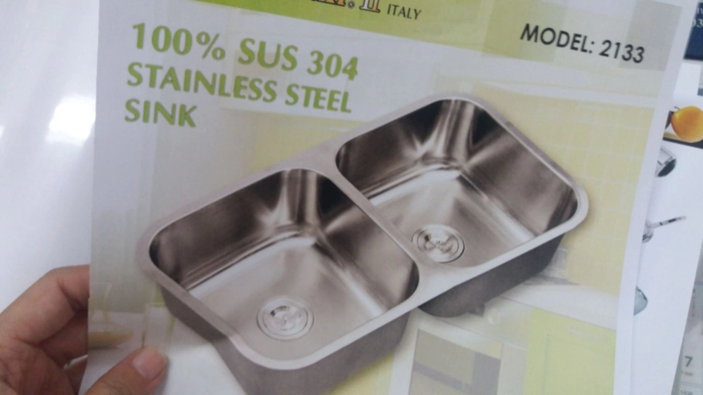 Double stainless steel sink bowl