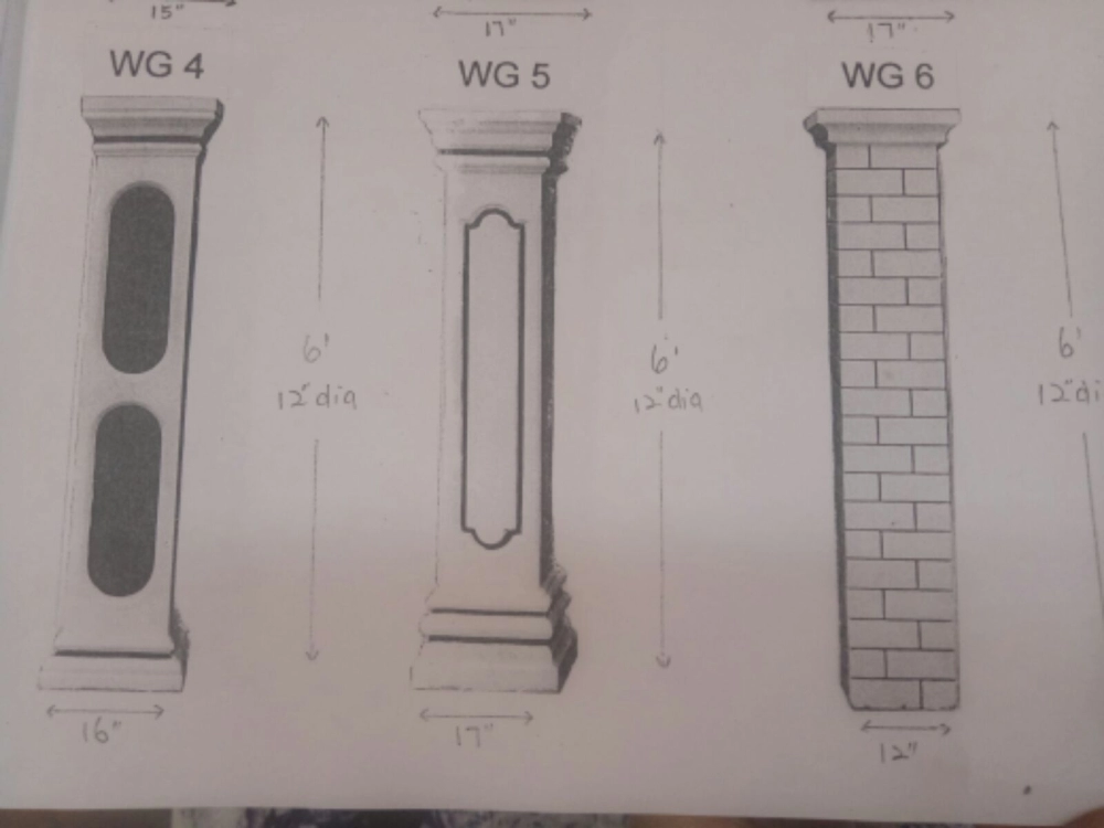 gate pillars WG 4, 5 , 6 6ft