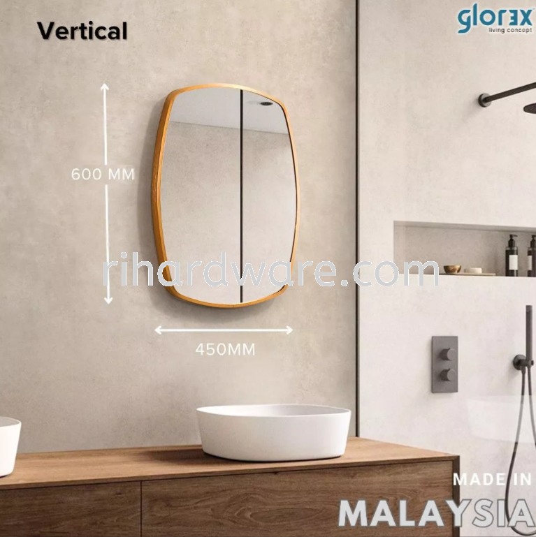 (GLOREX) High Quality Aluminium Curved Rectangle Mirror (45 x 60 cm) - GLC CR4560A281 (GD)