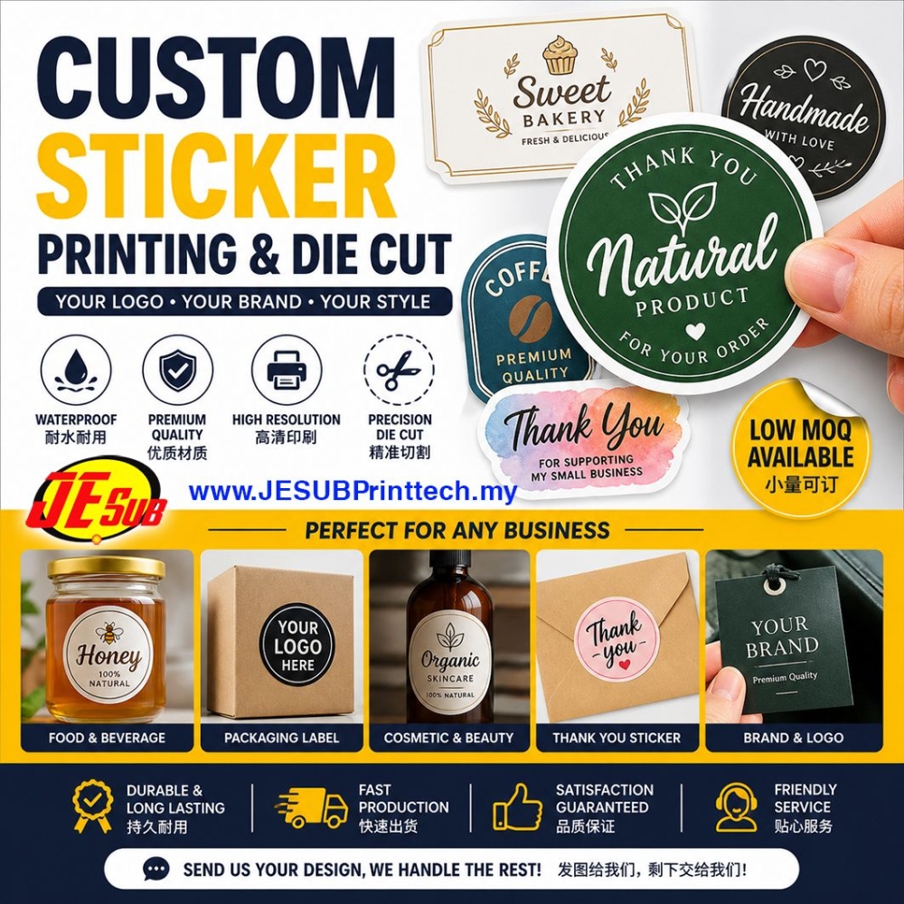 Custom Waterproof Sticker Printing & Die Cut | Logo Label Packaging Sticker | Business Branding Print n Cut Service