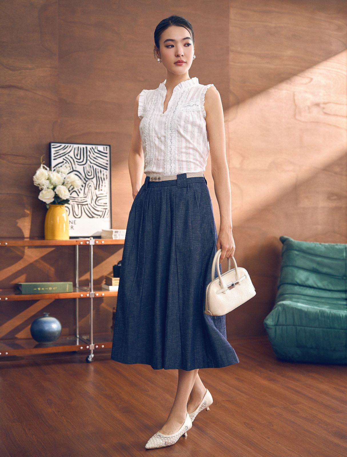 Camille Lace Trim Blouse