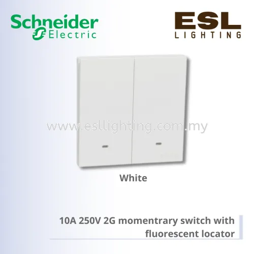 SCHNEIDER AvatarOn C 10A 250V 2G momentrary switch with fluorescent locator - E8732PRF_WE_G11