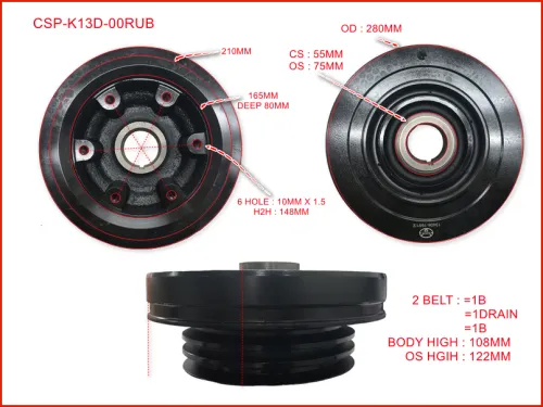 HINO 13408-1981/2 K13D CRANKSHAFT PULLEY #55M ( CSP-K13D-00RUB )