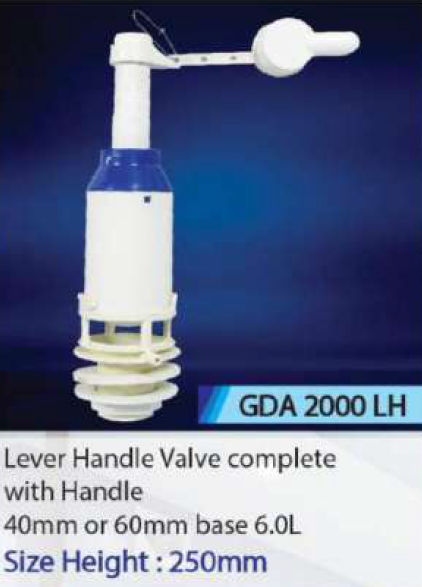 GDA 2000 LH 40MM  LEVER HANDLE VALVE COMPLETE WITH HANDLE