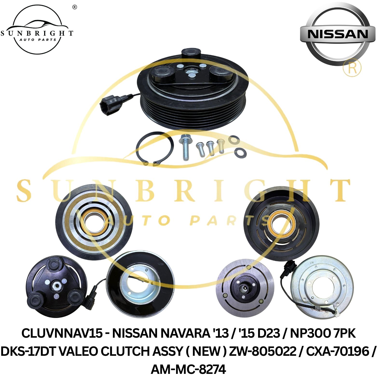 NISSAN NAVARA '13 / '15 D23 / NP300 7PK DKS-17DT VALEO CLUTCH ASSY ( NEW ) ZW-805022 / CXA-70196 / AM-MC-8274