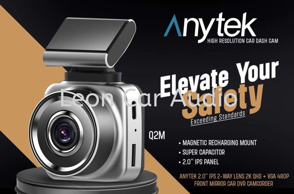 Leon anytek Q2M 2" ips 2 Way Lens 2k qhd dashcam recorder camera