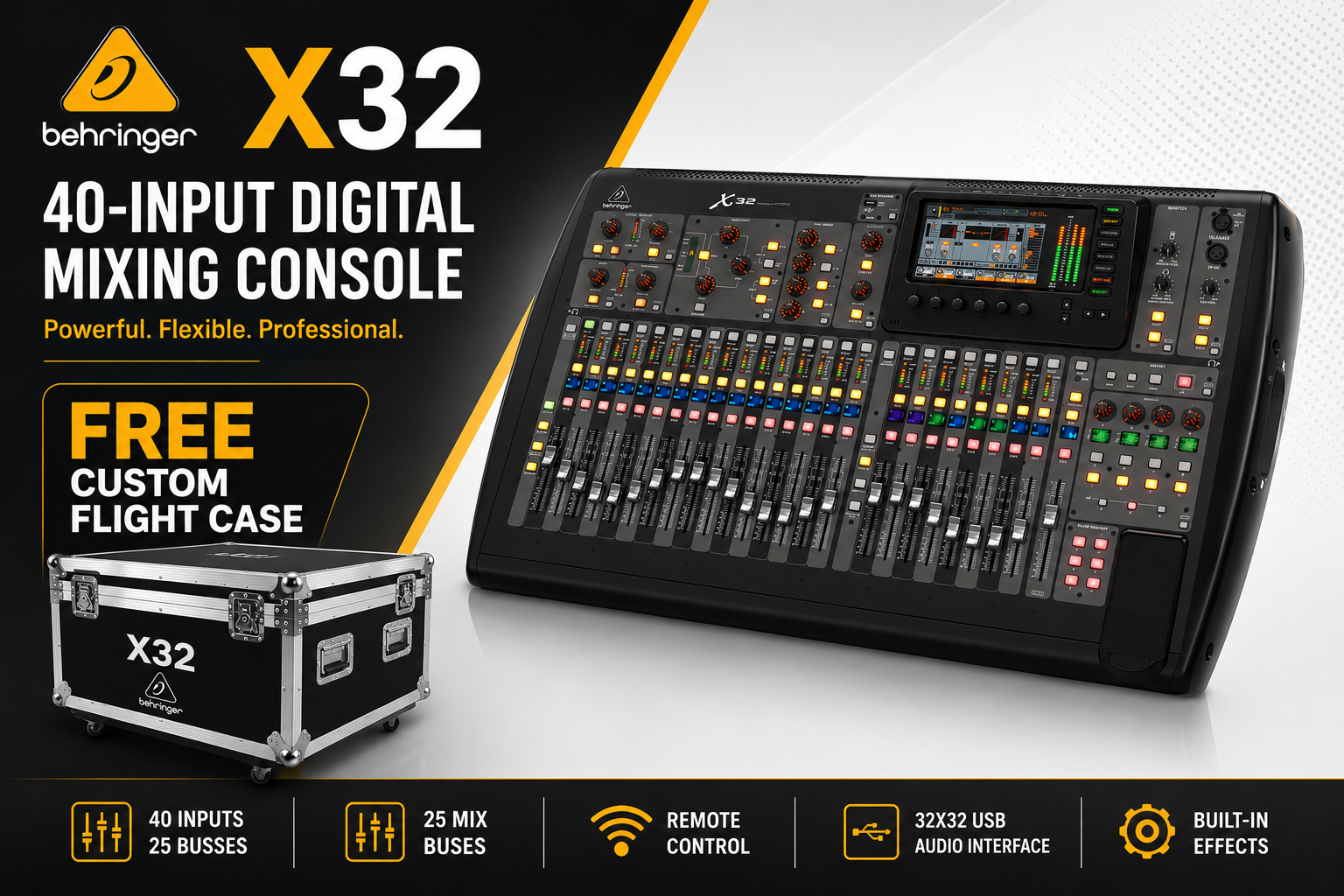 Behringer X32 – Pencampur Digital 40-Saluran dengan Kotak Penerbangan Percuma