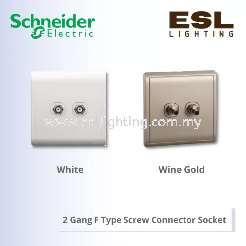 SCHNEIDER Pieno 2 Gang F Type Screw Connector Socket (Astro) - E8232TVF_WE E8232TVF_WG