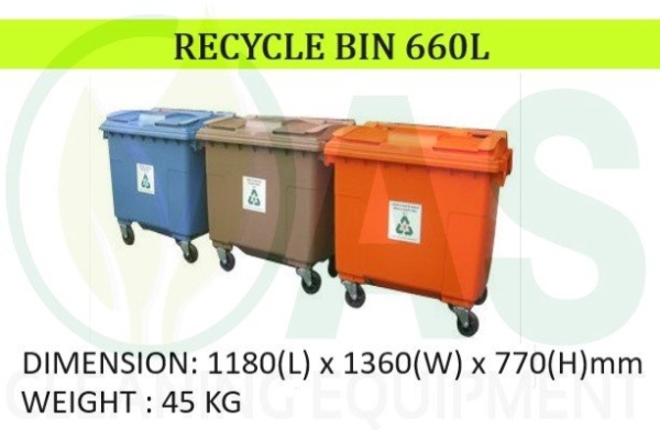 MOBILE RECYLCE BIN (4 WHEELS) - 660L Recycling Bins Bins and Receptacles Johor Bahru (JB), Kedah, Malaysia Supplier, Wholesaler, Distributor, Dealer | AS CLEANING EQUIPMENT (M) SDN BHD