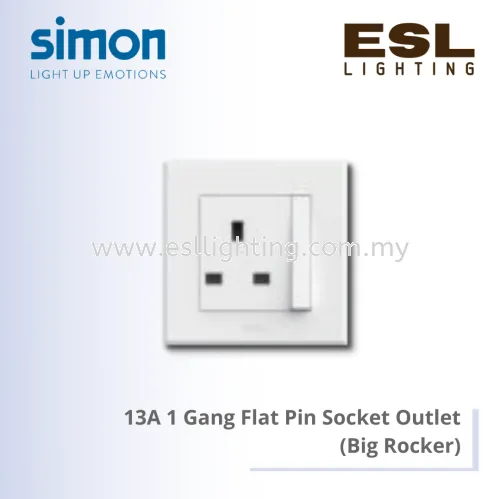 Simon Switch E3 SERIES 13A 1 Gang Flat Pin Socket Outlet (Big Rocker) - 301382B