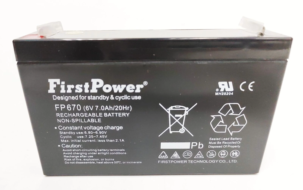First Power FP670 6V7AH Rechargeable Seal Lead Acid Backup Battery