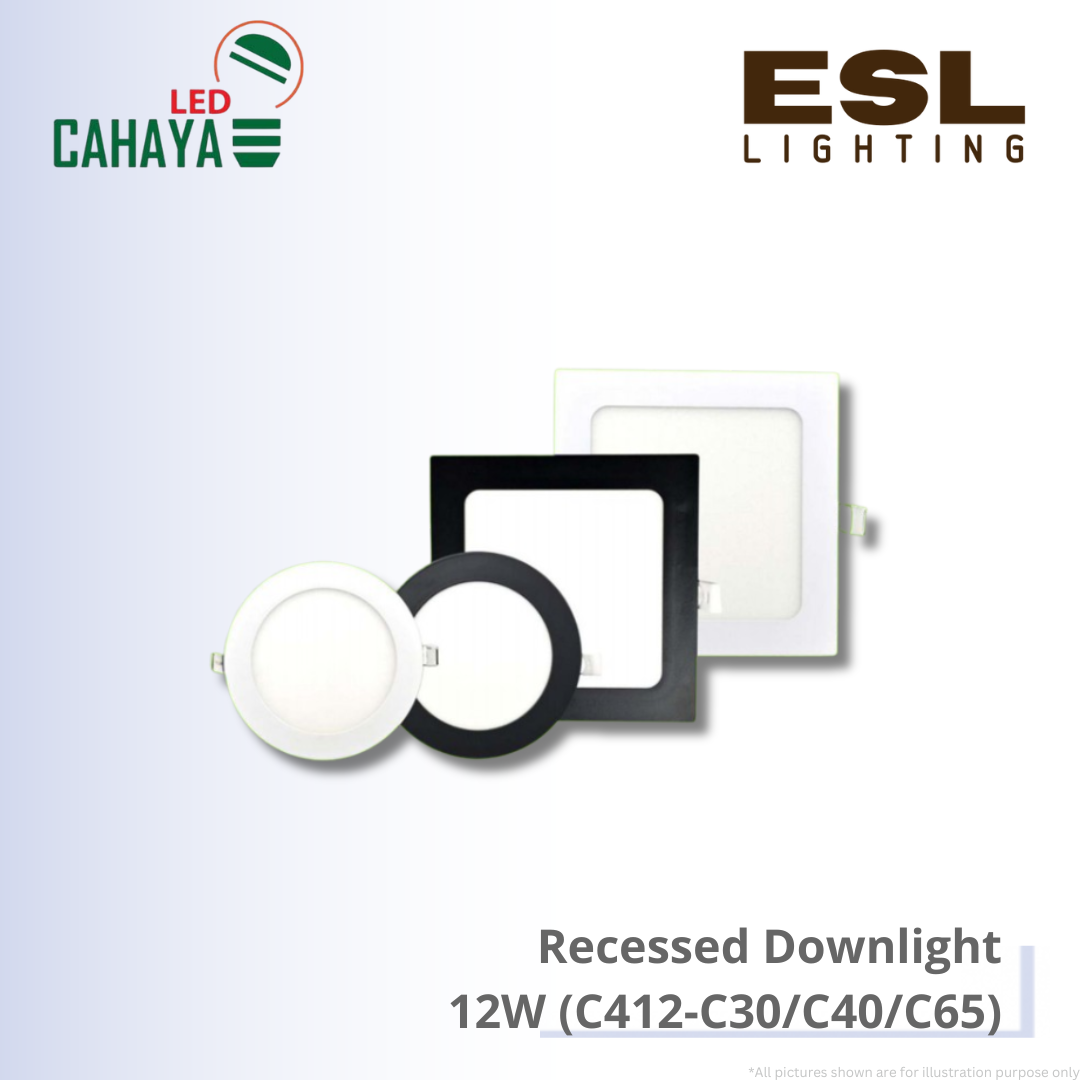 CAHAYA LED Recessed Downlight C4 Series 12W - C412-C30 C412-C40 C412-C65 LED Downlight Round White Die-Casting Panel Light