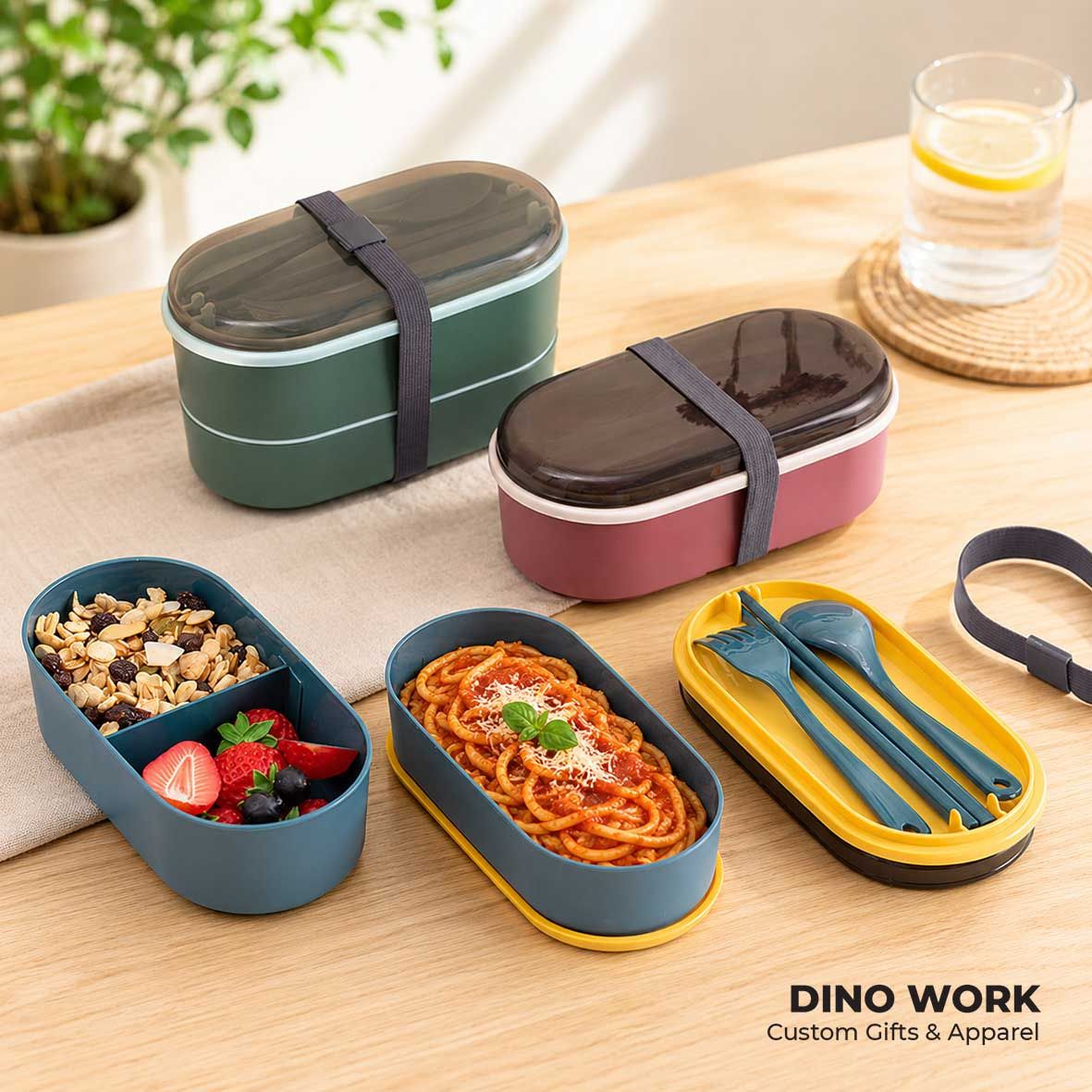 Microware-Safe 2-Tiers Lunch Box 8802 | Free Cutlery Set