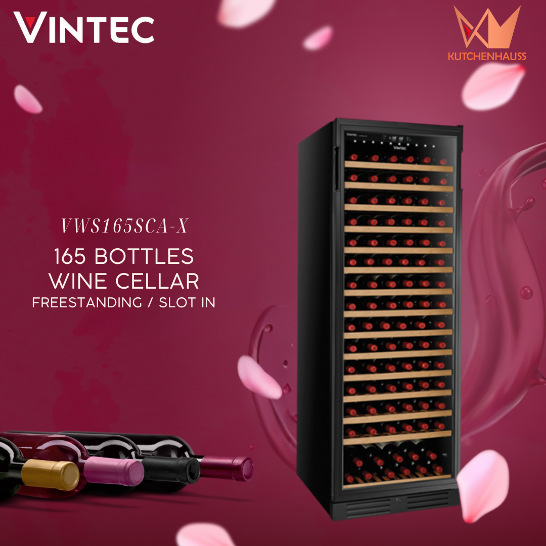 VINTEC - 165 Bottles Freestanding / Slot-in Wine Chiller & Cellar | VWS165SCA-X