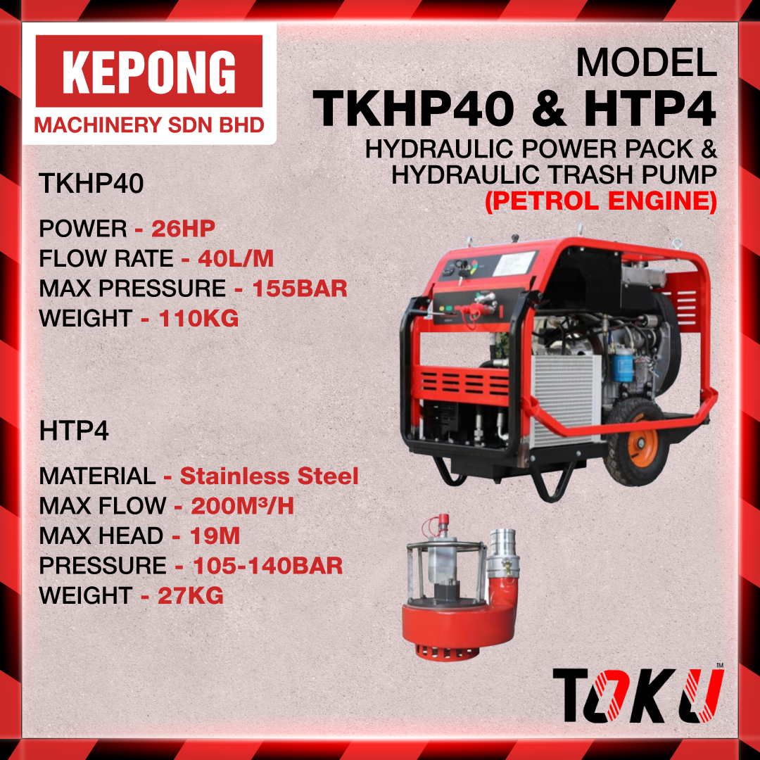 Toku hydraulic power pack & hydraulic trash pump TKHP-40 HTP-4