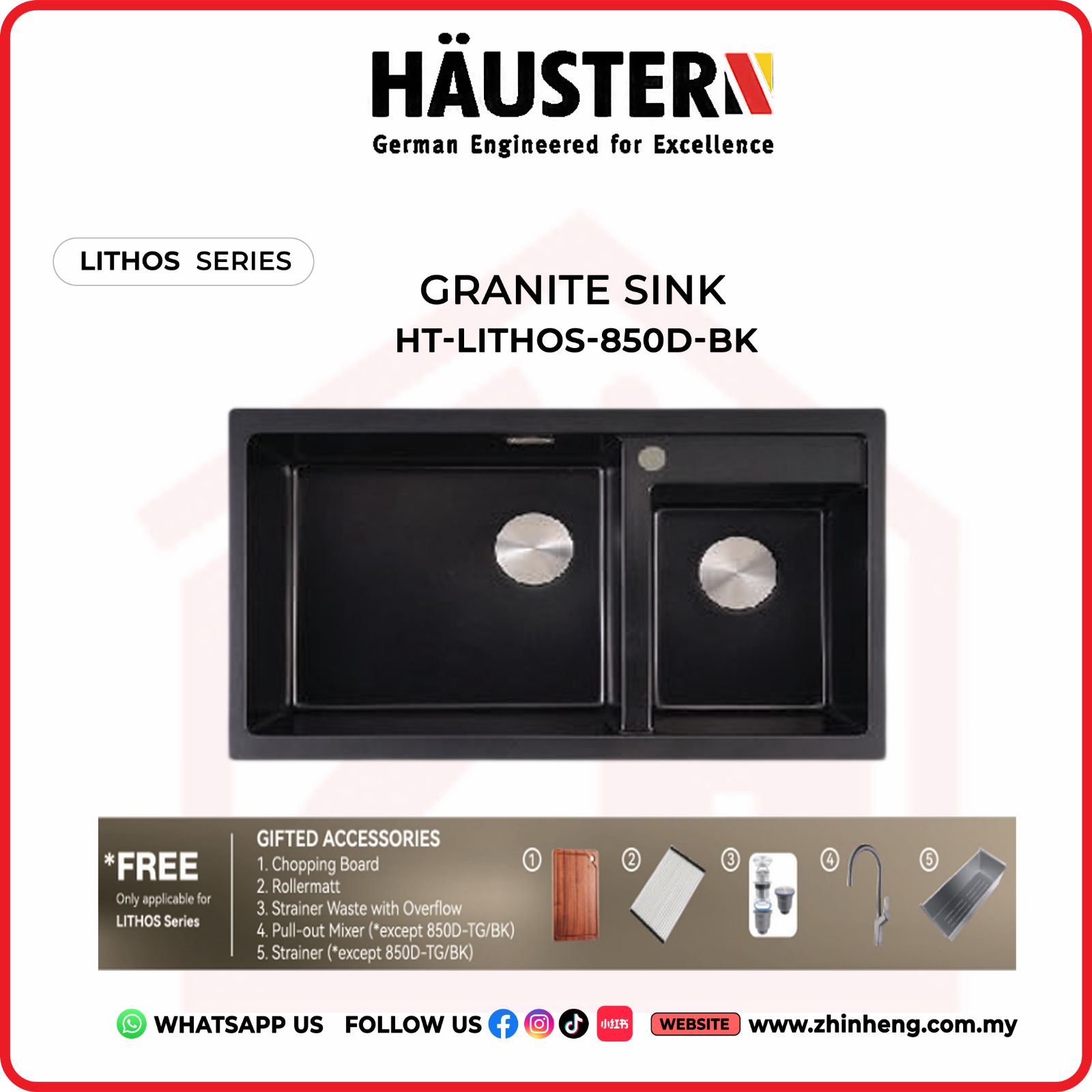 ​​​​​​​HAUSTERN LITHOS KITCHEN SINK HT-LITHOS-850D-BK