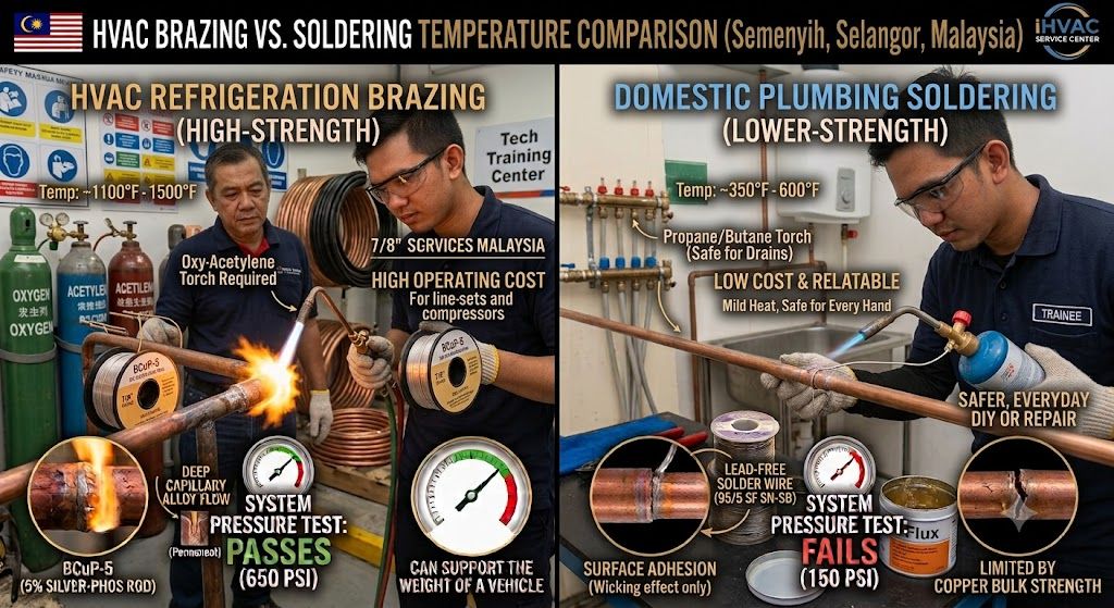 brazing vs soldering temperature HVAC work