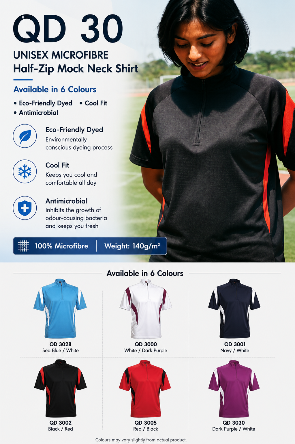Unisex Microfibre Half-Zip Mock Neck Shirt - QD30