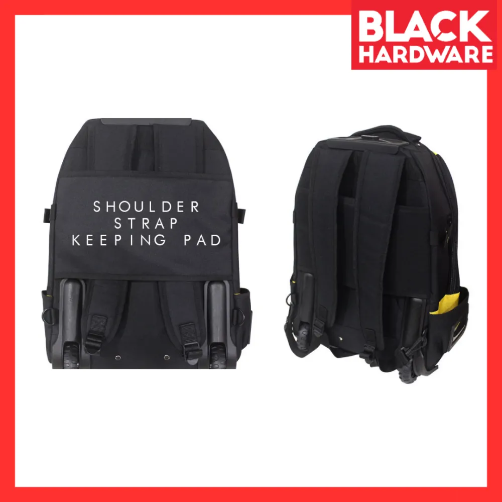 Black Hardware REMAX Tools Beg Tool Bag Electrician Trolley Bag Backpack Travel Fishing Bag Lelaki 工具包 Beg Troli Tarik