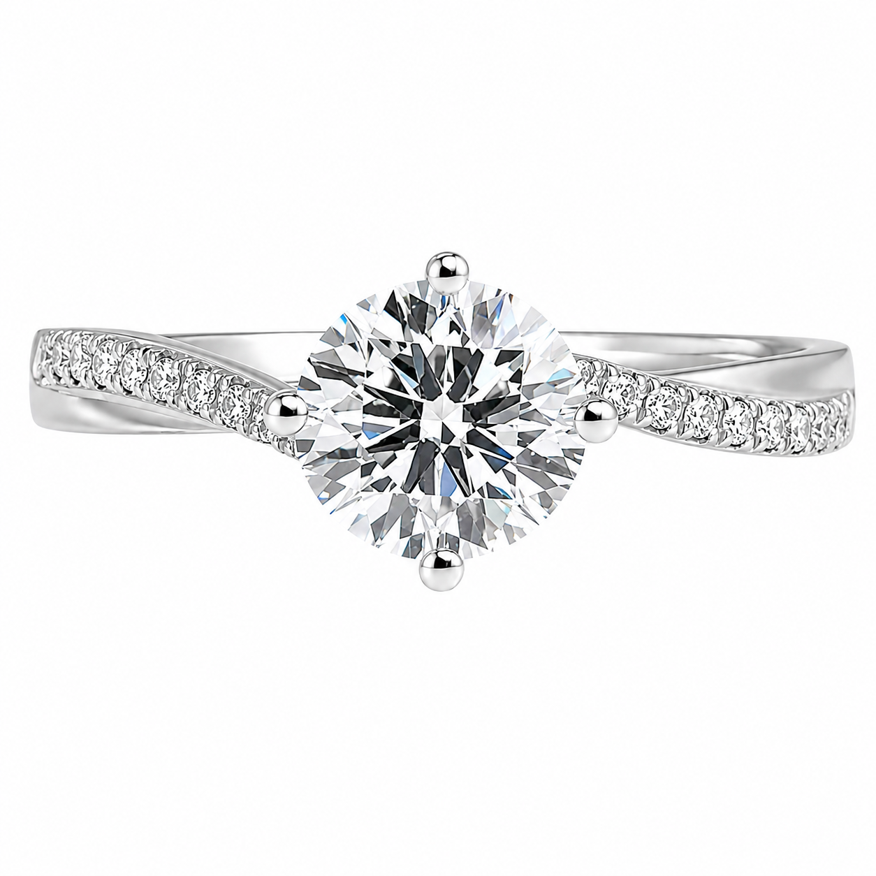 Roman & Co庐 Valerion Twist Pav茅 Solitaire Ring
