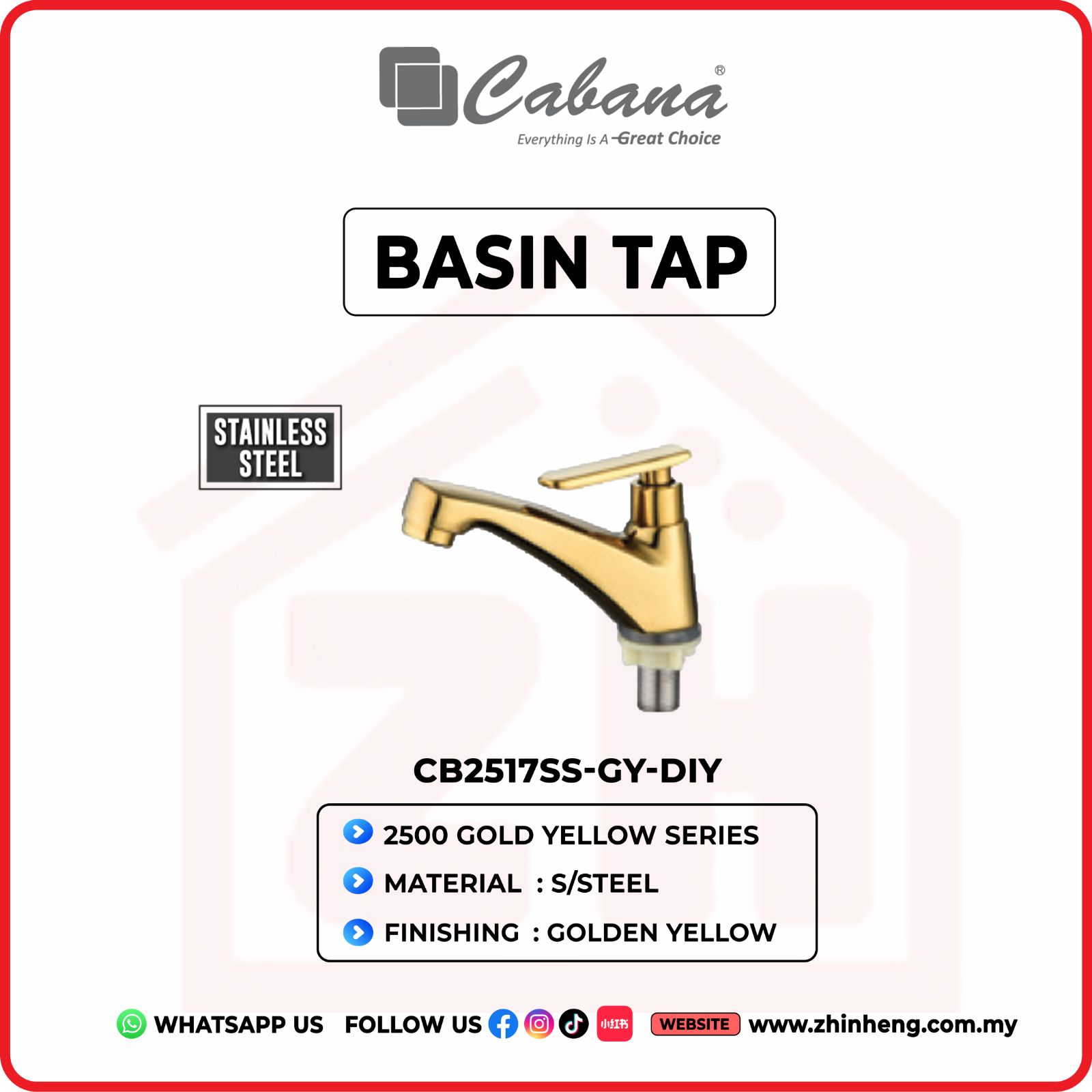 CABANA  BASIN TAP   CB2517SS-GY-DIY