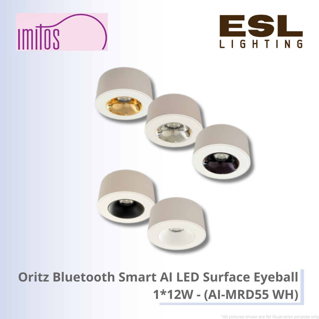 IMITOS Oritz Bluetooth Smart AI LED Surface Eyeball 1*12W - AI-MRD55 WH