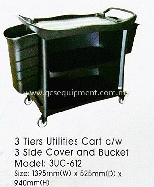 3 Tiers Utilities Cart c/w 3 Side Cover and Bucket