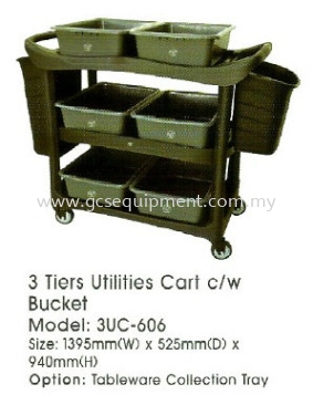 3 Tiers Utilities Cart c/w Bucket
