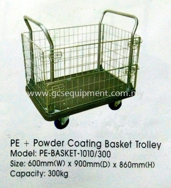 PE + Powder Coating Basket Trolley