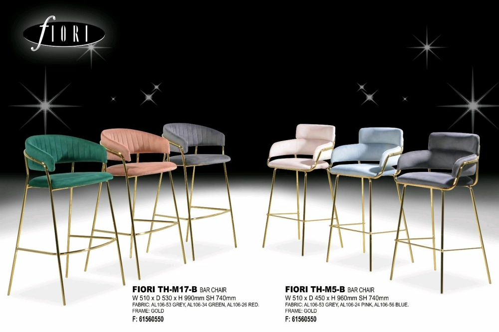 TH-M17-B / M5-B Nordic Luxury High-end Bar Chair Family Living Room Dining Room Back Leisure Chair Bar Cafe High Foot Bar Stool Round Stool with Backrest Kerusi Meja Bar Tinggi dan Rendah