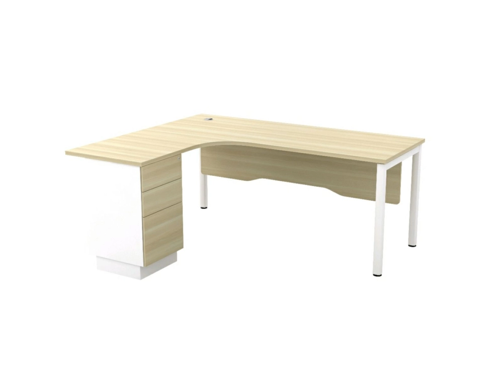 U leg-SWL1515-3D L Shape Office Table With 3 Drawer