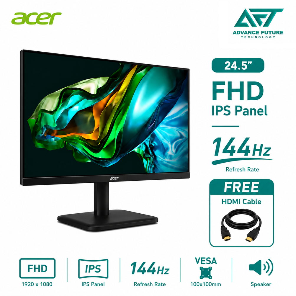 Acer EK251Q P6 24.5'' FHD IPS 144Hz Flat Monitor ( Speaker, HDMI, VGA, 3 Years Warranty )
