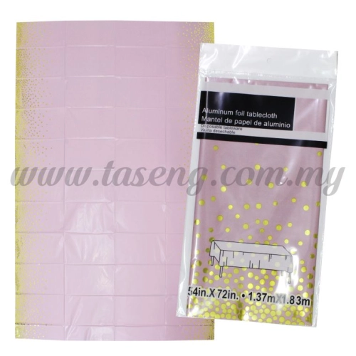 Foil Plastic Table Cover Gold Dots *Baby Pink (P-TC-GD-BP)