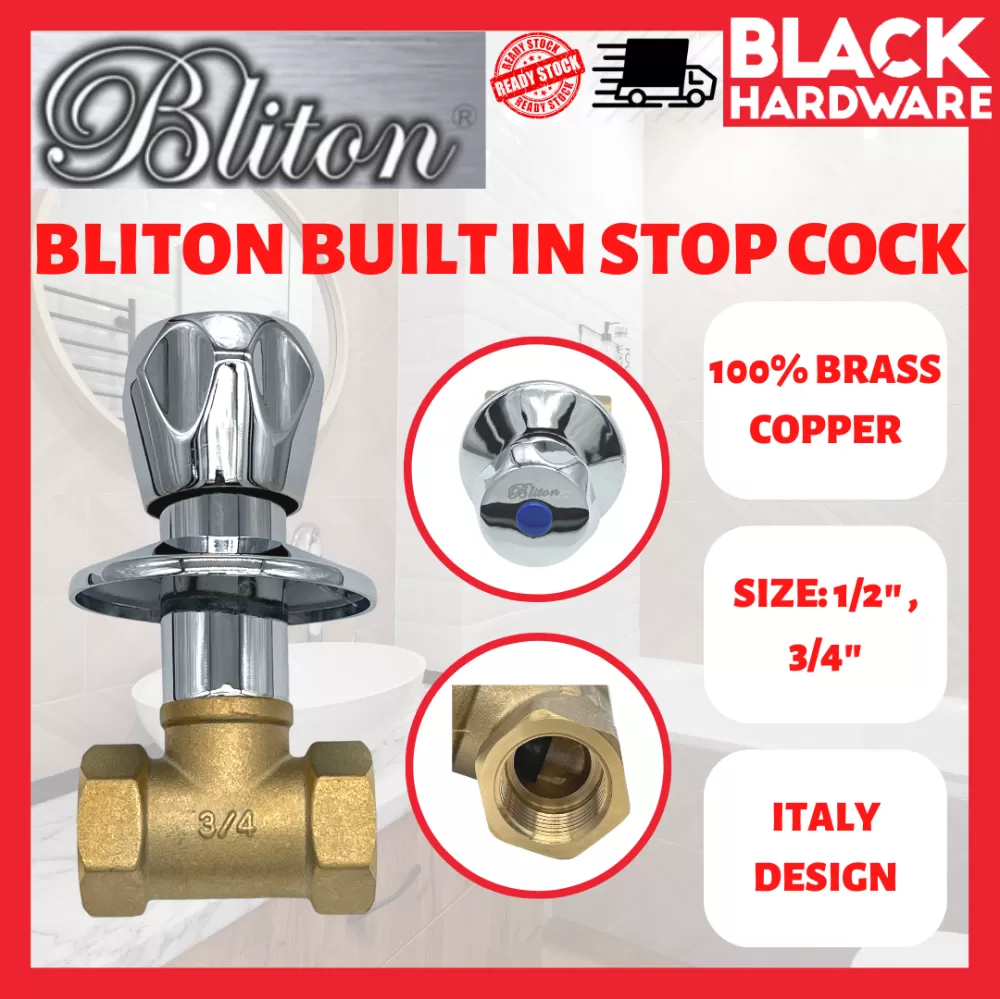 BLITON 1/2" 3/4" BRASS COPPER STOP COCK